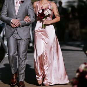 Revelry Satin Maxi Dress in Blush Pink